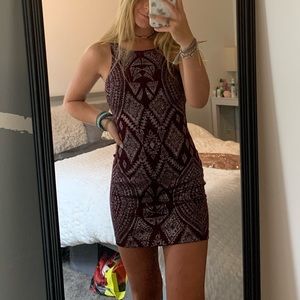 Sparkly Maroon Mini Dress
